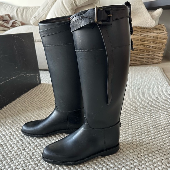 Burberry Black Belt Rubber Riding Boots - Women’s IT38 - Picture 7 of 10